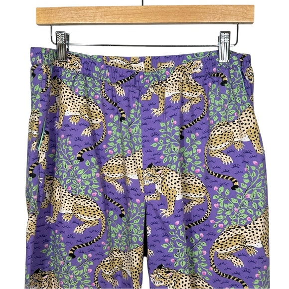 ANTHROPOLOGIE PRINTFRESH Violet Bagheera Cheetah Print Cropped Pajama Set Sz S - Picture 10 of 15
